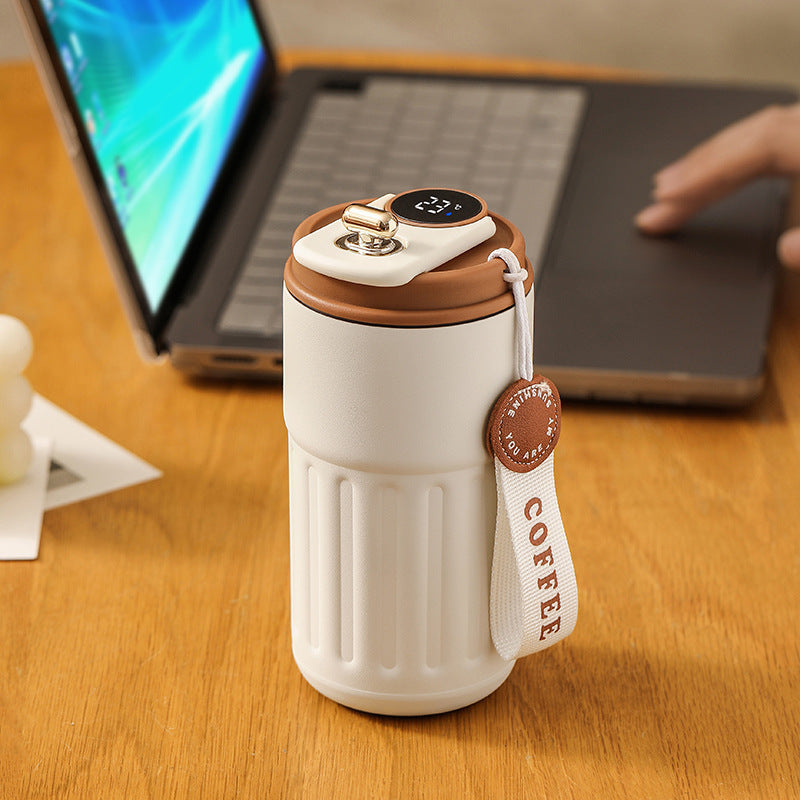 Smart Digital Thermal Bottle – 450ml Insulated Stainless Steel Coffee & Water Mug, Portable Vacuum Flask, Keeps Drinks Hot & Cold, Car-Friendly”