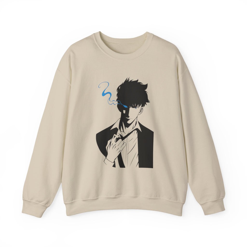 Anime Sweatshirt – Dark Fantasy Manga Streetwear, Silhouette Mystérieuse, Smoke Aesthetic, Sweat Crewneck Unisexe