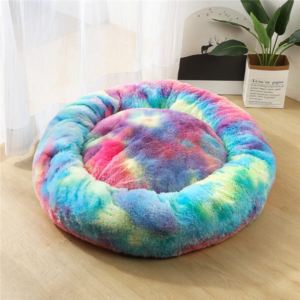 Round Plush Pet Bed for Small Dogs & Cats – Cozy Nest Mat for Puppies and Kittens