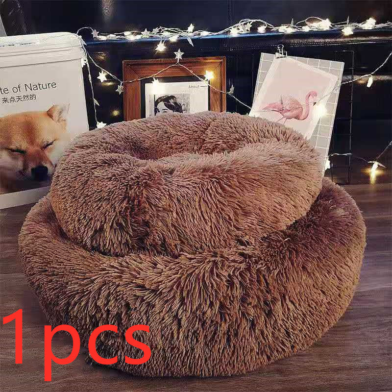 Round Plush Pet Bed for Small Dogs & Cats – Cozy Nest Mat for Puppies and Kittens