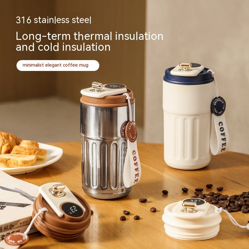 Smart Digital Thermal Bottle – 450ml Insulated Stainless Steel Coffee & Water Mug, Portable Vacuum Flask, Keeps Drinks Hot & Cold, Car-Friendly”