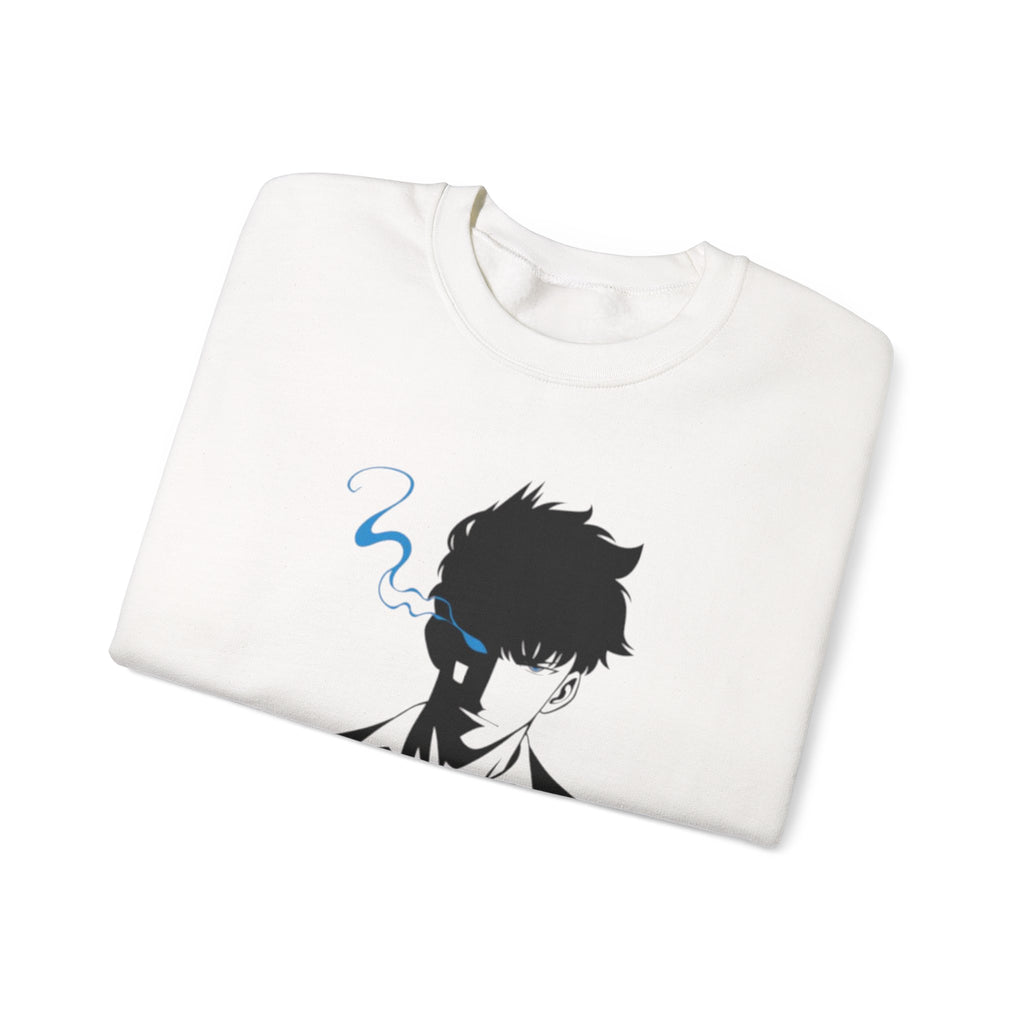 Anime Sweatshirt – Dark Fantasy Manga Streetwear, Silhouette Mystérieuse, Smoke Aesthetic, Sweat Crewneck Unisexe