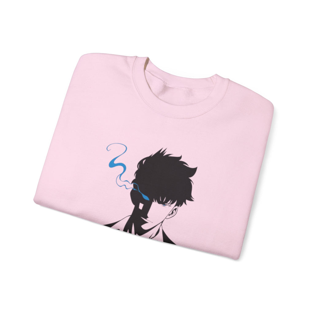 Anime Sweatshirt – Dark Fantasy Manga Streetwear, Silhouette Mystérieuse, Smoke Aesthetic, Sweat Crewneck Unisexe