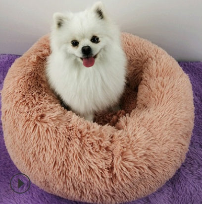 Round Plush Pet Bed for Small Dogs & Cats – Cozy Nest Mat for Puppies and Kittens