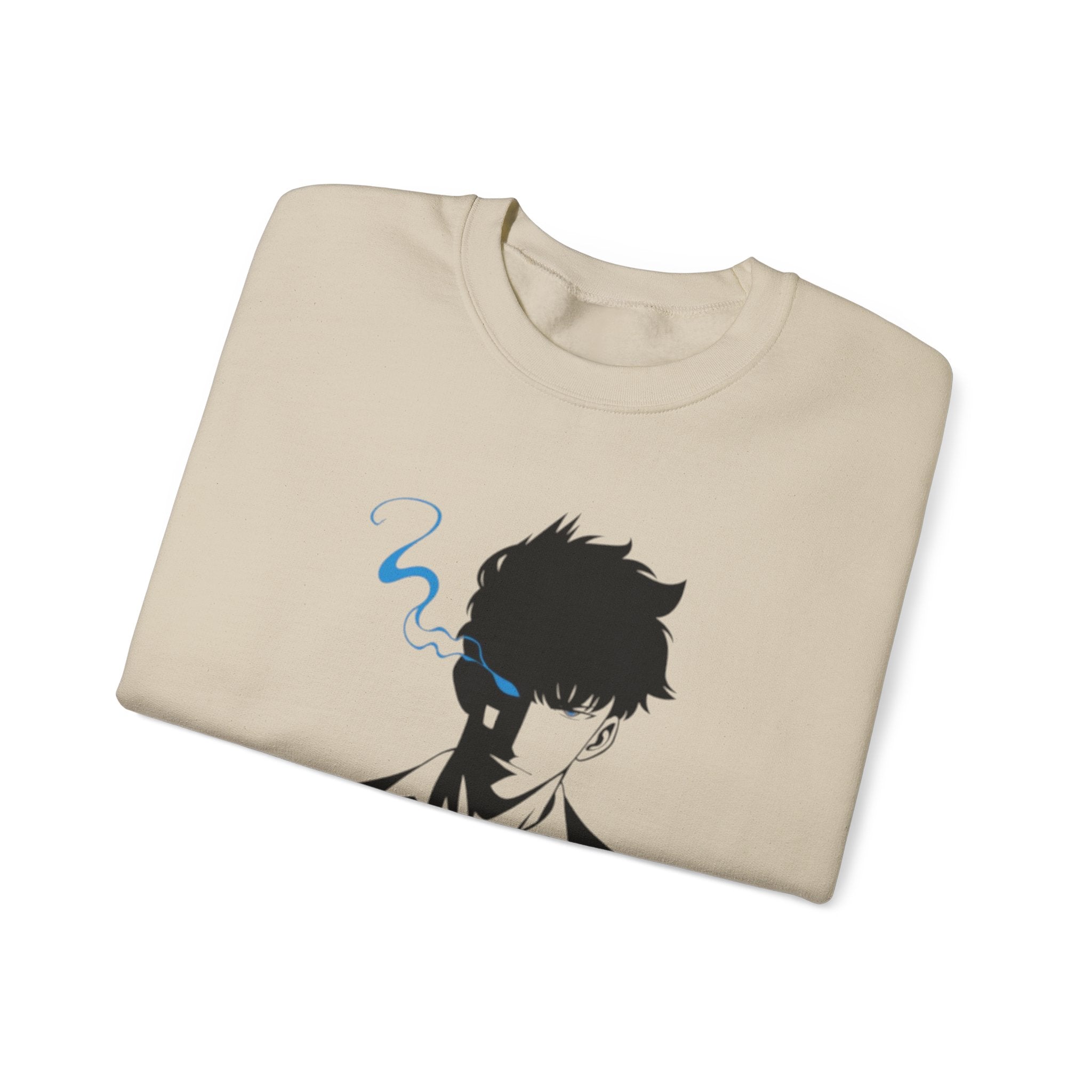 Anime Sweatshirt – Dark Fantasy Manga Streetwear, Silhouette Mystérieuse, Smoke Aesthetic, Sweat Crewneck Unisexe