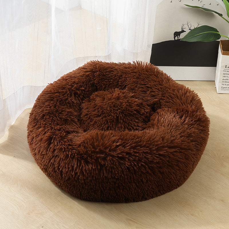Round Plush Pet Bed for Small Dogs & Cats – Cozy Nest Mat for Puppies and Kittens