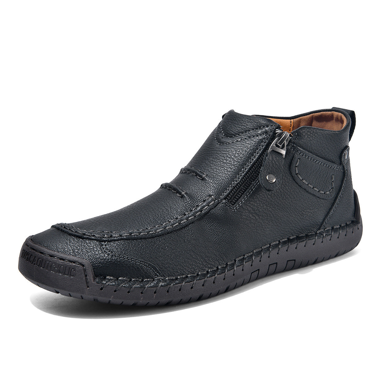 Men’s Ankle Boots Side Zipper – Casual Fashion Flats, Lightweight Comfortable Commuter Shoes for Everyday Wear