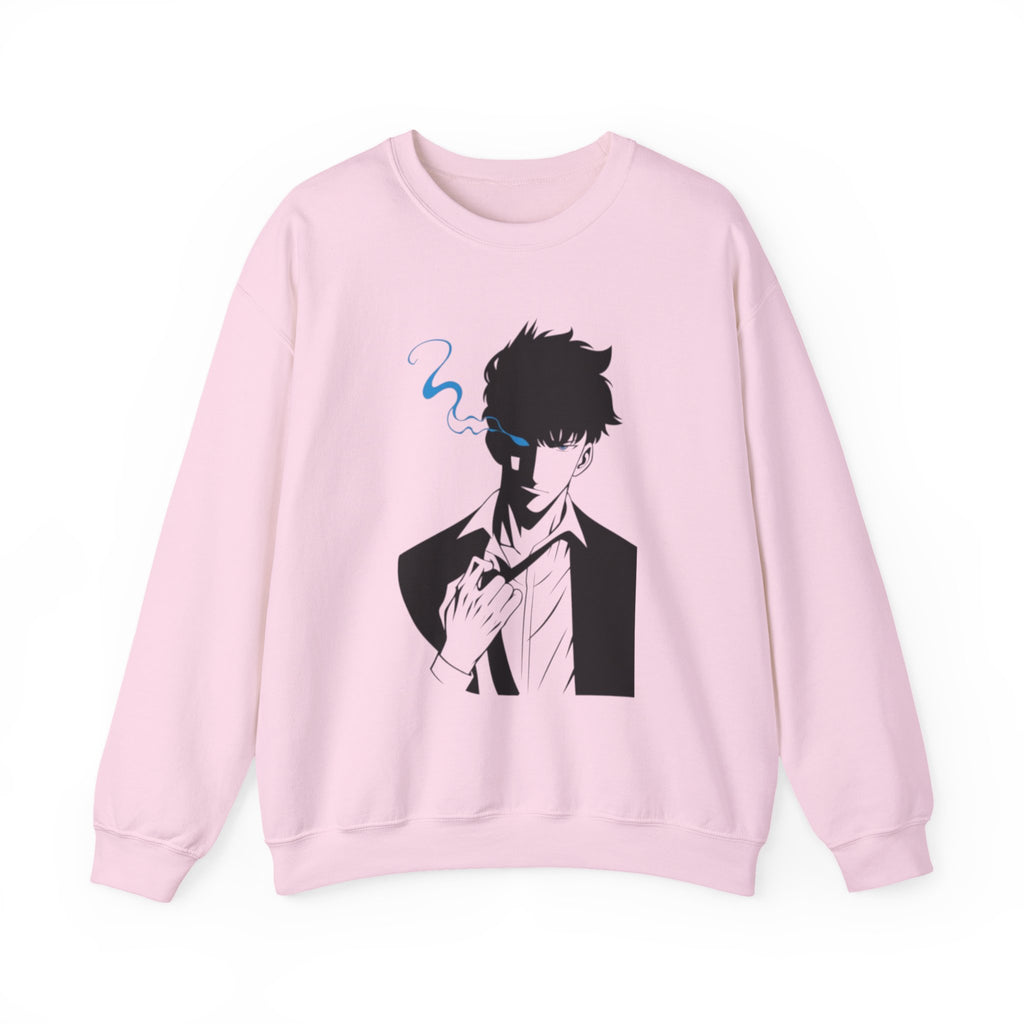 Anime Sweatshirt – Dark Fantasy Manga Streetwear, Silhouette Mystérieuse, Smoke Aesthetic, Sweat Crewneck Unisexe