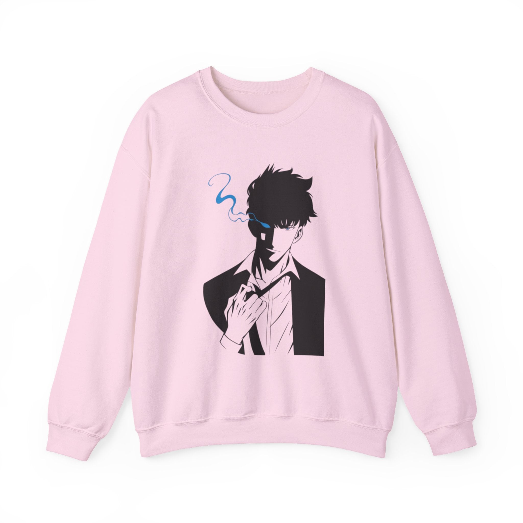 Anime Sweatshirt – Dark Fantasy Manga Streetwear, Silhouette Mystérieuse, Smoke Aesthetic, Sweat Crewneck Unisexe
