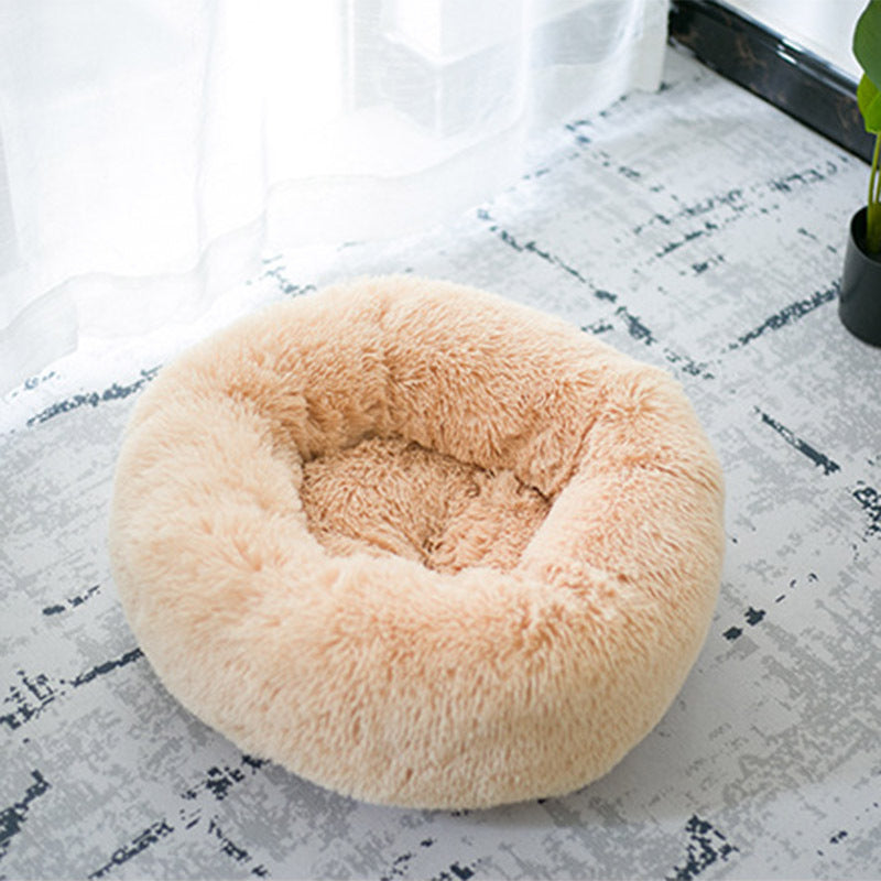 Round Plush Pet Bed for Small Dogs & Cats – Cozy Nest Mat for Puppies and Kittens