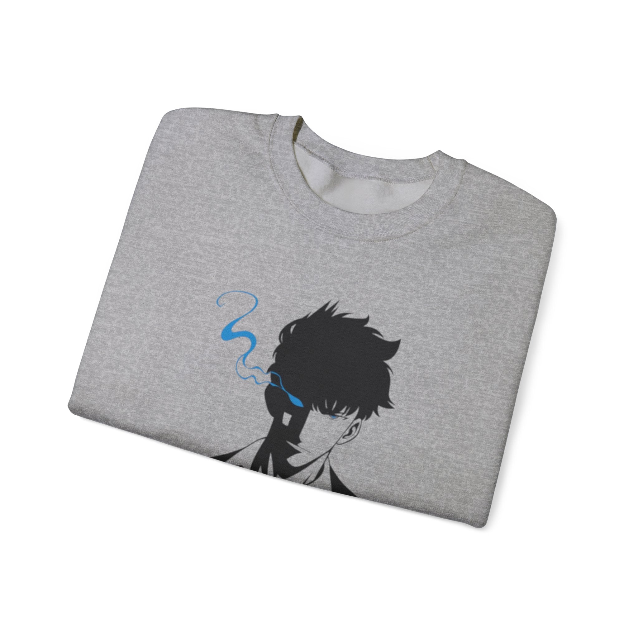 Anime Sweatshirt – Dark Fantasy Manga Streetwear, Silhouette Mystérieuse, Smoke Aesthetic, Sweat Crewneck Unisexe