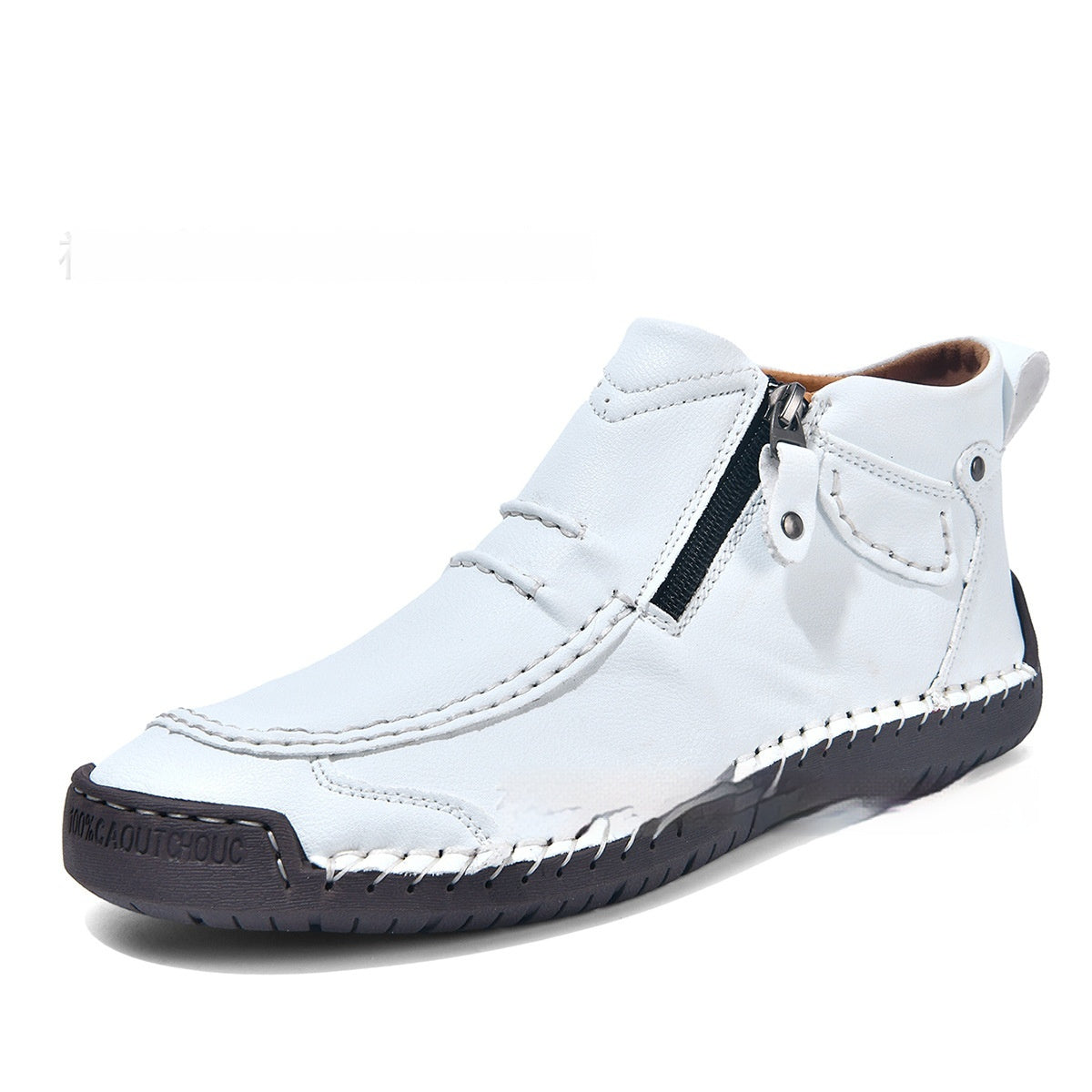 Men’s Ankle Boots Side Zipper – Casual Fashion Flats, Lightweight Comfortable Commuter Shoes for Everyday Wear