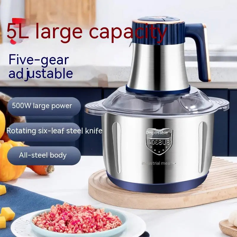 Stainless Steel Food Processor – Powerful Electric Kitchen Blender & Chopper