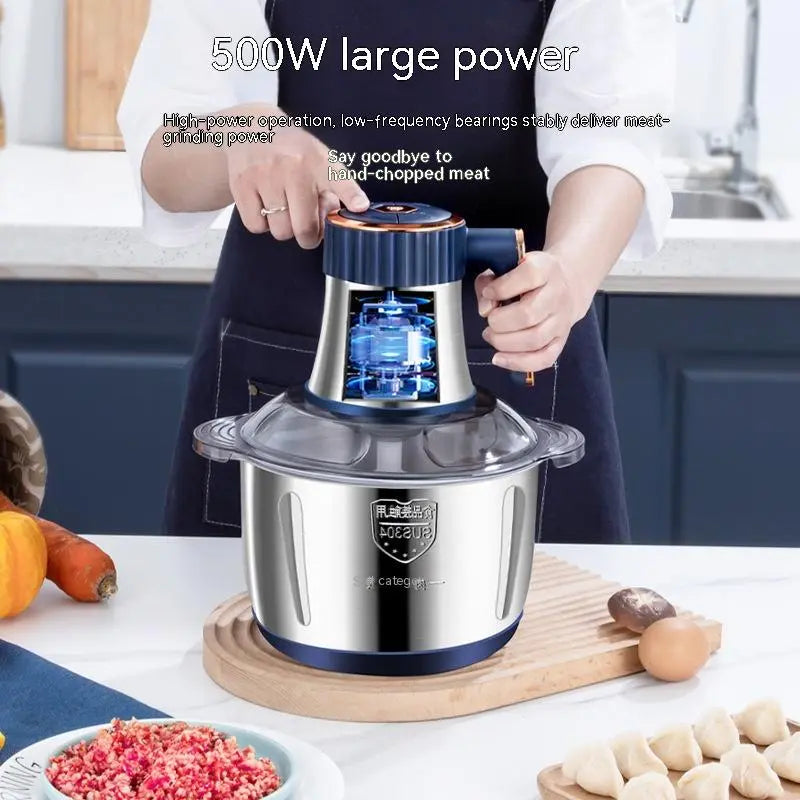 Stainless Steel Food Processor – Powerful Electric Kitchen Blender & Chopper