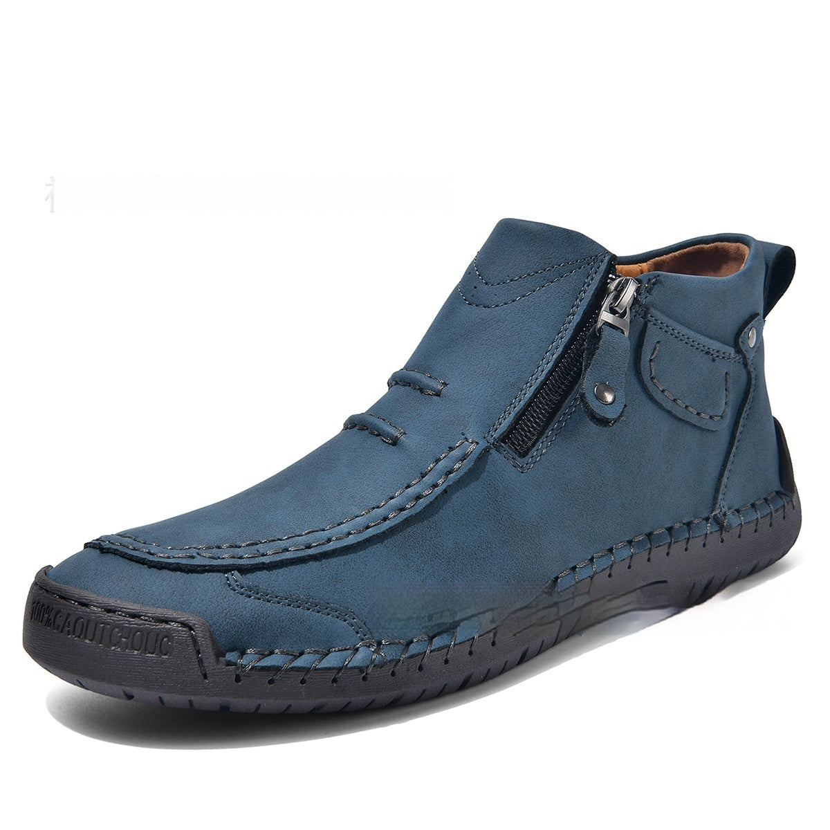 Men’s Ankle Boots Side Zipper – Casual Fashion Flats, Lightweight Comfortable Commuter Shoes for Everyday Wear