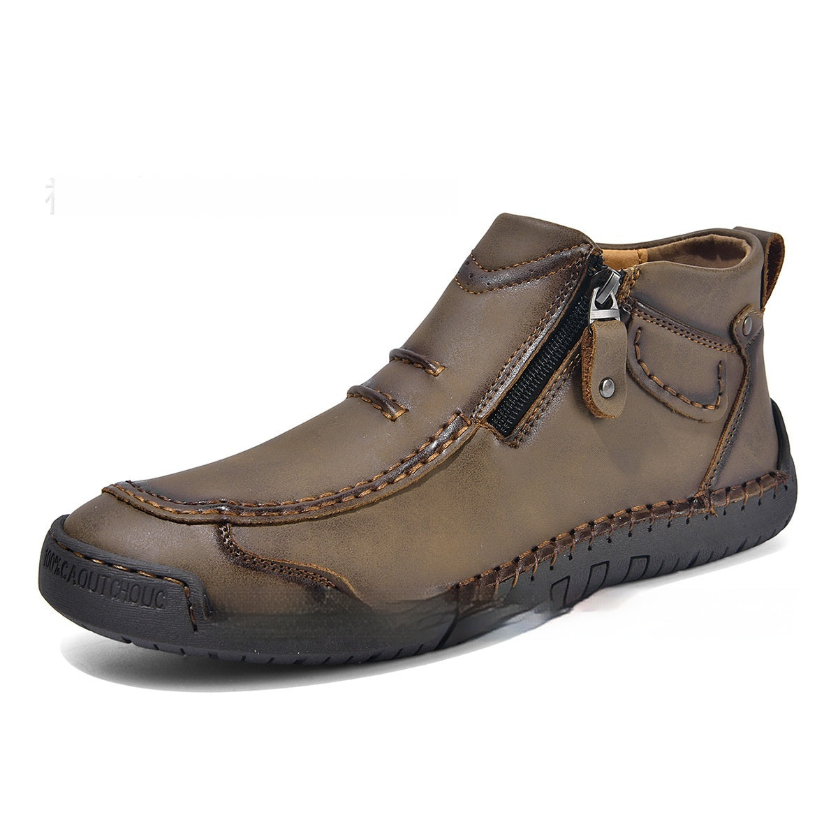 Men’s Ankle Boots Side Zipper – Casual Fashion Flats, Lightweight Comfortable Commuter Shoes for Everyday Wear