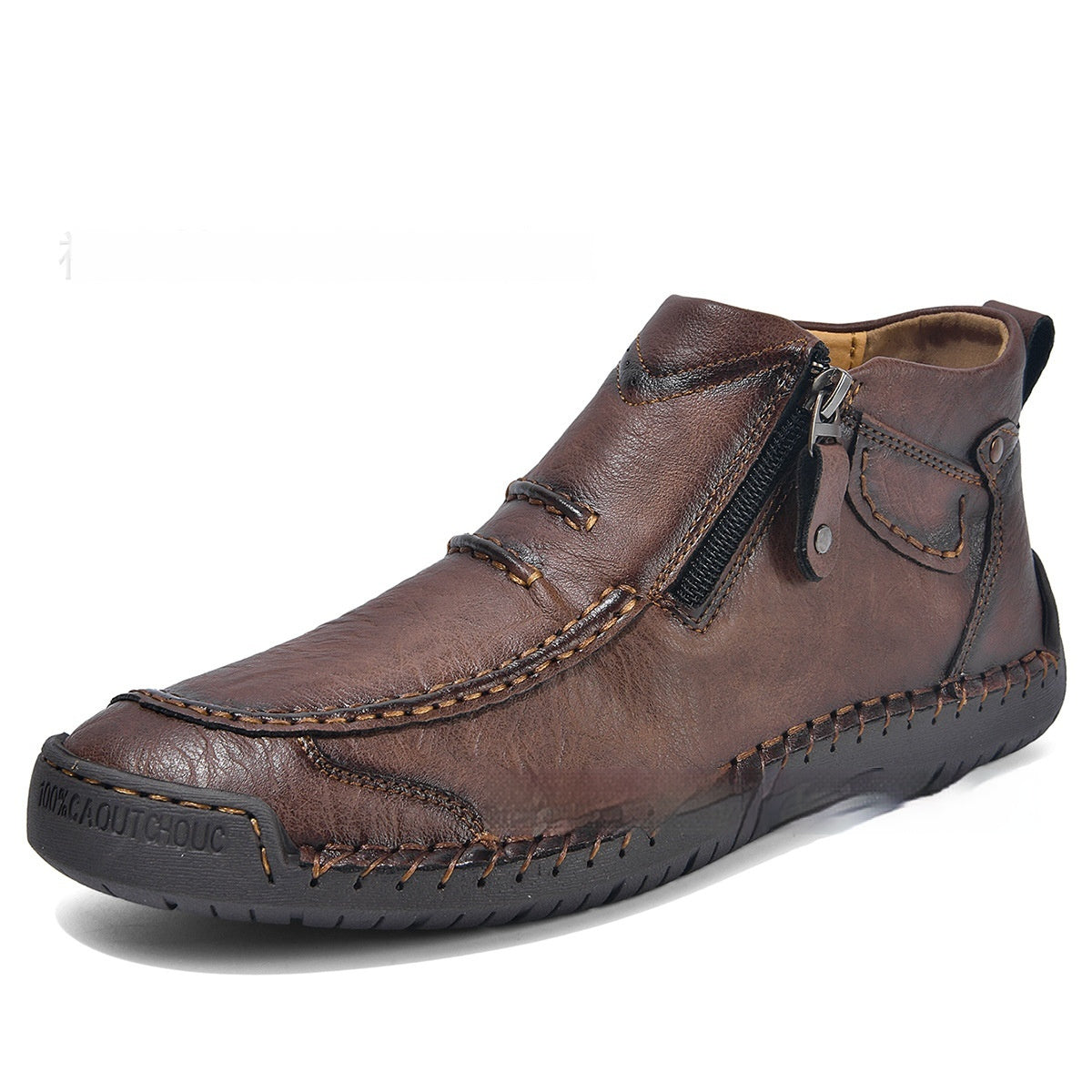 Men’s Ankle Boots Side Zipper – Casual Fashion Flats, Lightweight Comfortable Commuter Shoes for Everyday Wear